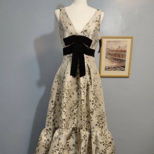 NWT Shoshanna Midnight Size 4 Golden Floral Jacquard Meadow Evening/ Prom Gown